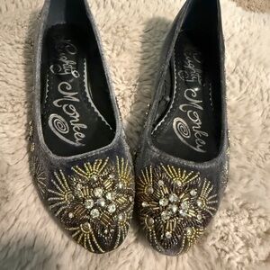 Naughty Monkey Gray and Gold Embellished Flats
